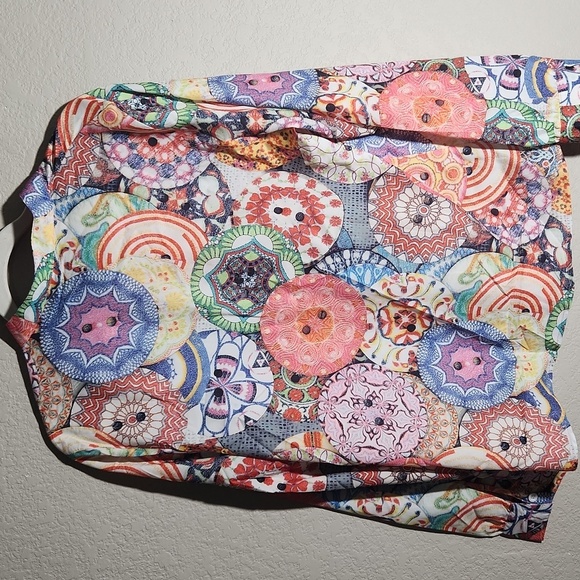 Graphic Shape Floral Frenzy Long Sleeve Button Down Shirt y2k vibe size XL Boho - Picture 5 of 10